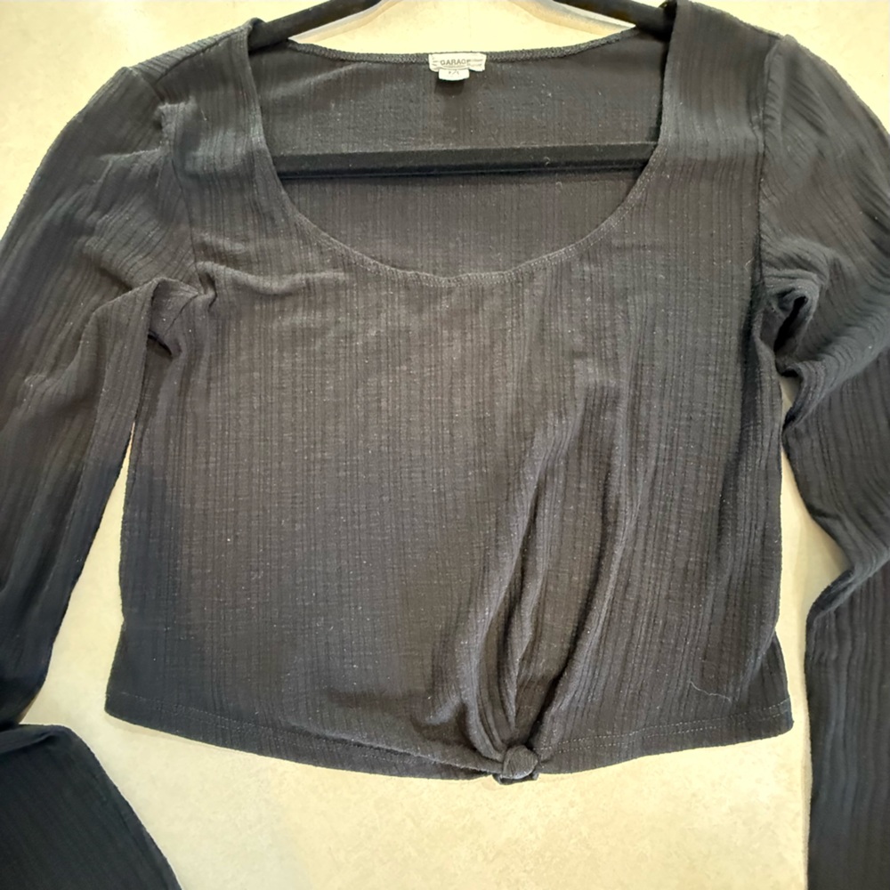 Garage Black Ribbed Crop Top - Picture 3 of 4